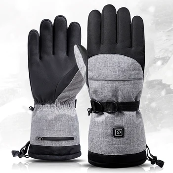 1 пара зимних мото-перчаток с подогревом, термоэлектрических перчаток для пеших прогулок, лыж, перчаток с подогревом, батарея 5000 мАч, водонепроницаемая, противоскользящая, перезаряжаемая