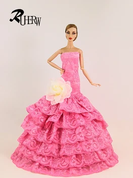 2023 Новое розовое платье принцессы с рыбьим хвостом, одежда для куклы Барби + бесплатный подарок (4 пары обуви)