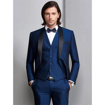 2023 Новые мужские костюмы для свадебного выпускного вечера, модный мужской деловой комплект на одной пуговице, 3 предмета (куртка + брюки + жилет + галстук) Traje Novio