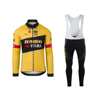 ВЕСНА ЛЕТО 2023, Велосипедная майка JUMBO VISMA TEAM, велосипедная одежда с длинным рукавом и нагрудниками Ropa Ciclismo