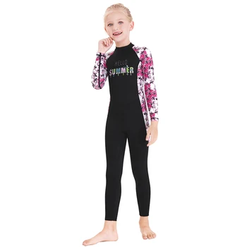 Гидрокостюм для серфинга для девочек, цельный детский гидрокостюм с цветочным принтом, быстросохнущий для плавания, дайвинга, серфинга