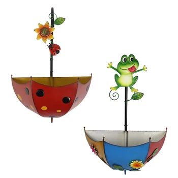 Зонт, декоративные цветочные горшки, железные Художественные настенные вазы для растений, простая установка, подвешивание с отверстием для утечки для внутреннего дворика на открытом воздухе