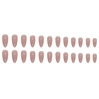 Накладные ногти из сладкого розового миндаля с блестками, устойчивые к сколам, пятнам, накладные ногти для покупок, путешествий, свиданий.